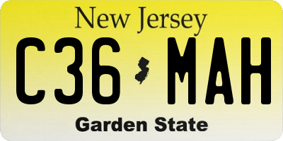 NJ license plate C36MAH