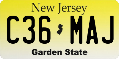 NJ license plate C36MAJ