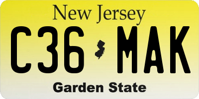 NJ license plate C36MAK