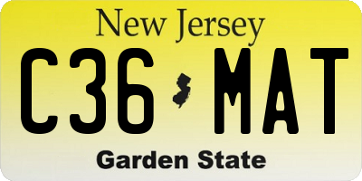 NJ license plate C36MAT
