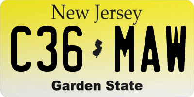 NJ license plate C36MAW