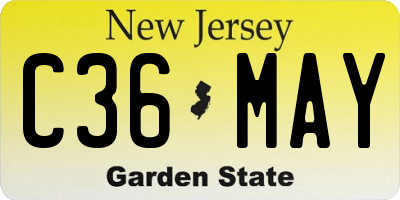 NJ license plate C36MAY