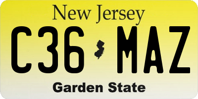 NJ license plate C36MAZ