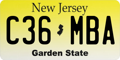 NJ license plate C36MBA