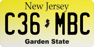 NJ license plate C36MBC