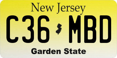 NJ license plate C36MBD