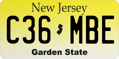 NJ license plate C36MBE