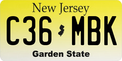 NJ license plate C36MBK