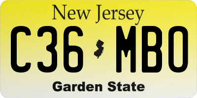 NJ license plate C36MBO