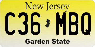 NJ license plate C36MBQ