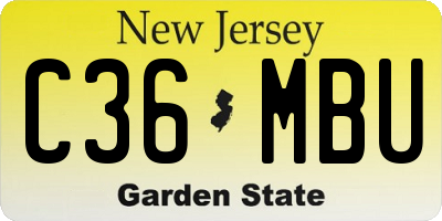 NJ license plate C36MBU