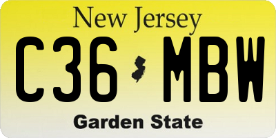NJ license plate C36MBW