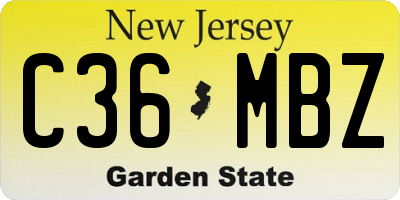 NJ license plate C36MBZ