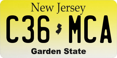 NJ license plate C36MCA