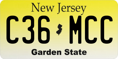 NJ license plate C36MCC