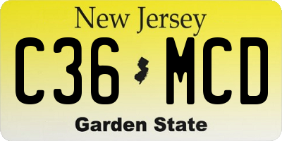 NJ license plate C36MCD