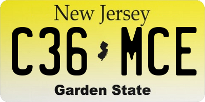 NJ license plate C36MCE