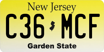 NJ license plate C36MCF