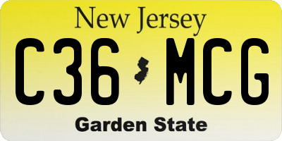 NJ license plate C36MCG