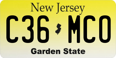 NJ license plate C36MCO
