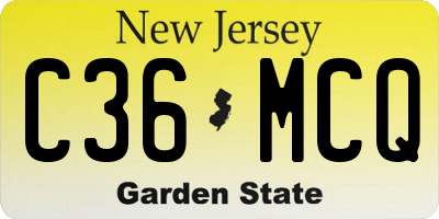 NJ license plate C36MCQ
