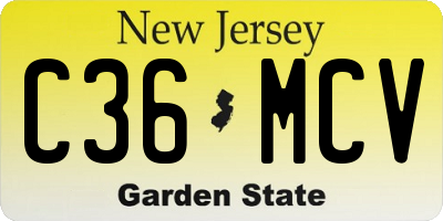 NJ license plate C36MCV