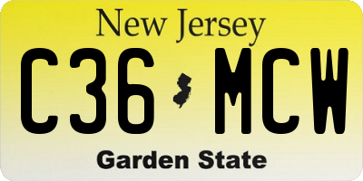 NJ license plate C36MCW