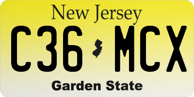 NJ license plate C36MCX