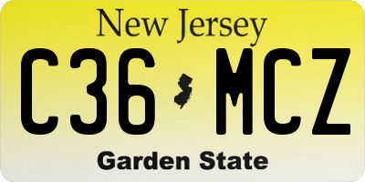 NJ license plate C36MCZ
