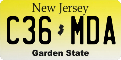 NJ license plate C36MDA