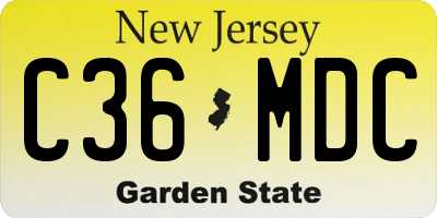 NJ license plate C36MDC