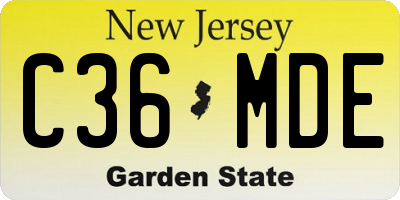 NJ license plate C36MDE