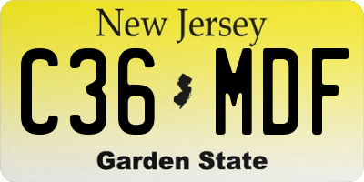 NJ license plate C36MDF