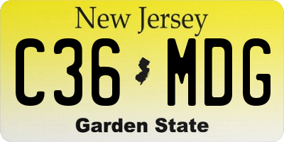 NJ license plate C36MDG