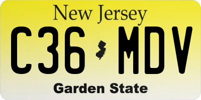 NJ license plate C36MDV
