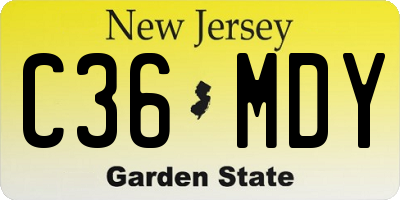 NJ license plate C36MDY