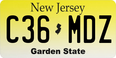 NJ license plate C36MDZ