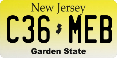 NJ license plate C36MEB
