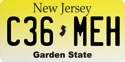 NJ license plate C36MEH