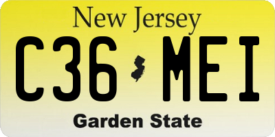 NJ license plate C36MEI