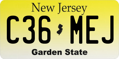 NJ license plate C36MEJ