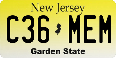 NJ license plate C36MEM
