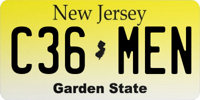 NJ license plate C36MEN