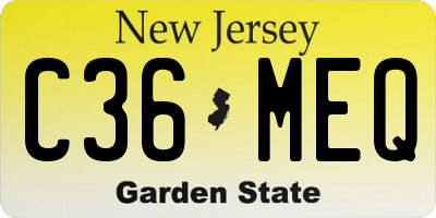 NJ license plate C36MEQ