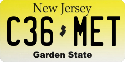 NJ license plate C36MET