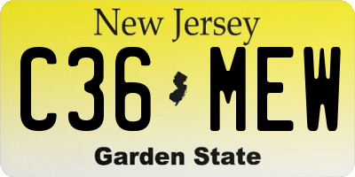 NJ license plate C36MEW