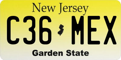 NJ license plate C36MEX