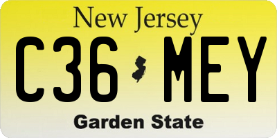 NJ license plate C36MEY