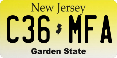 NJ license plate C36MFA