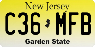 NJ license plate C36MFB